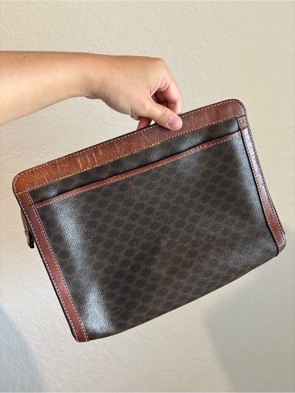 Celine Brown Monogram Leather Wristlet Clutch - Picture 2 of 12